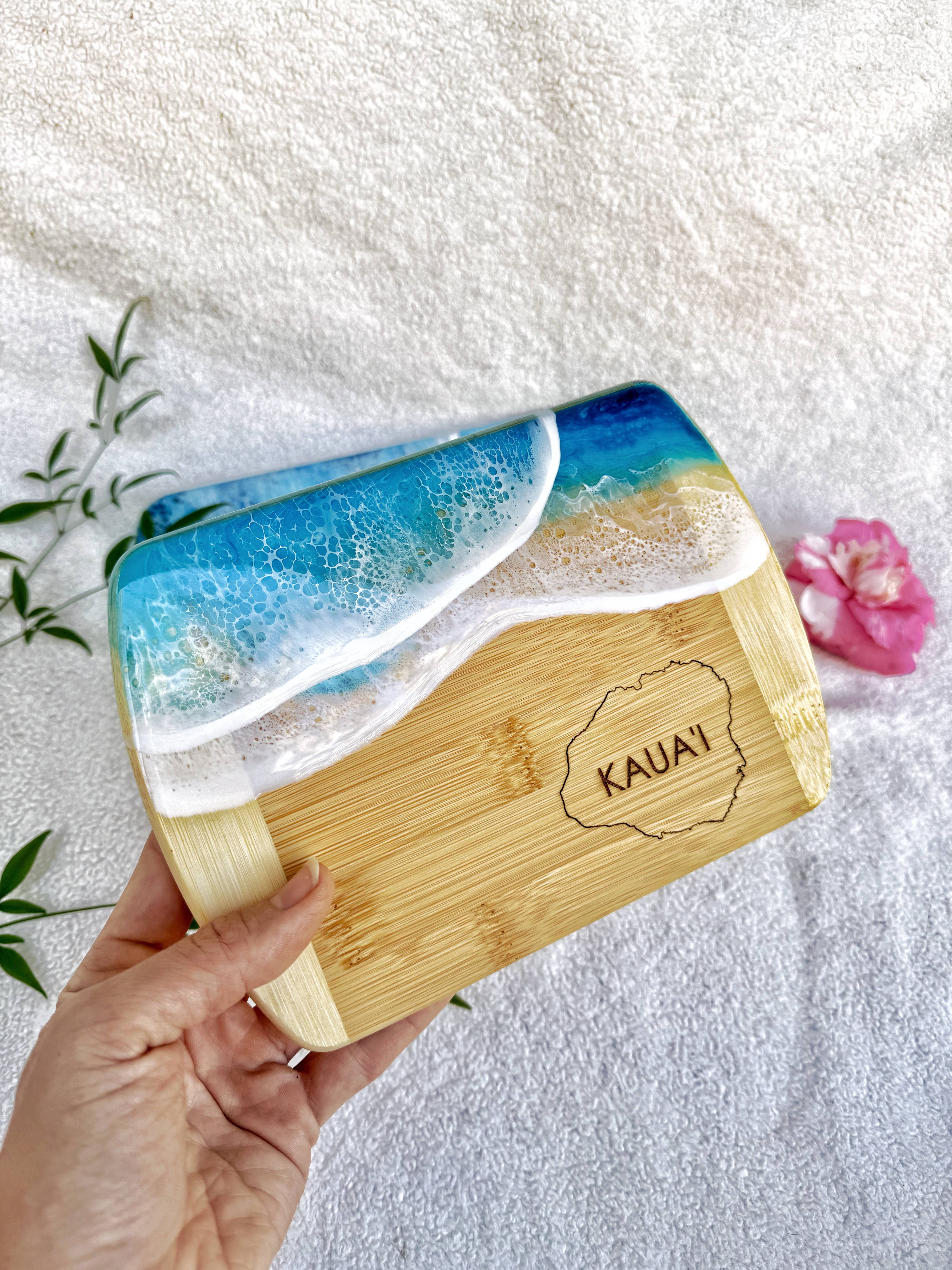 TBM Creations LLC - Vente Plateaux à fromage - NOUVEAU | Planche à charcuterie KAUAI Island Ocean | Planche à fromages2