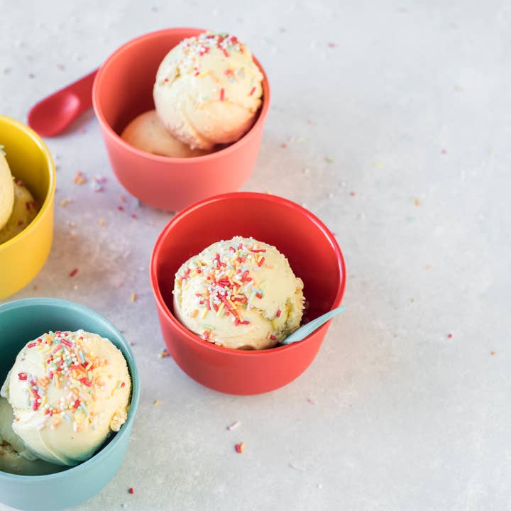 EKOBO - Wholesale Drinking Glass/Cup - Kids & Baby - Bambino Ice Cream Set RETRO - Coral, Lagoon, Lemon, Tomato5