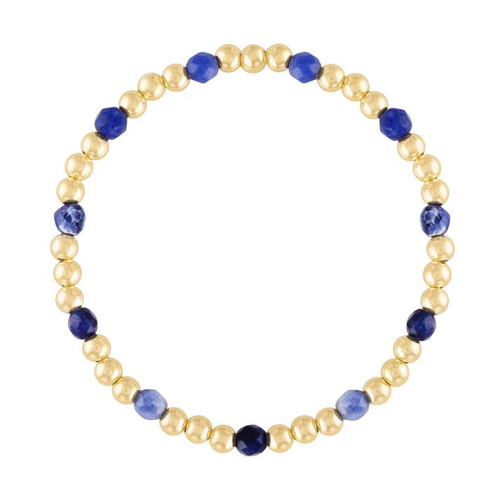 Blauer Sodalith Edelstein Bubble Bead Armband für den Großhandel von Olivia Le