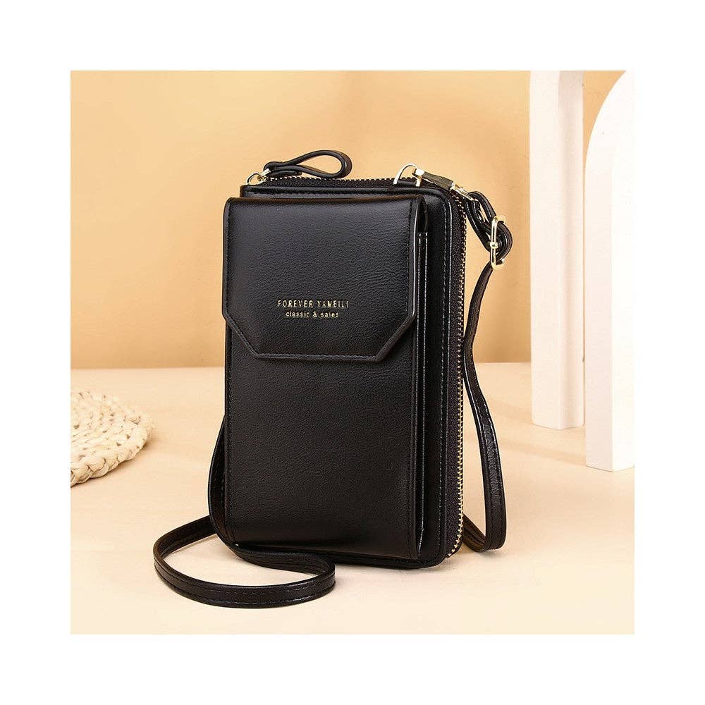 ShieldChic - Vente Sac à bandoulière – femme - Sac à bandoulière multifonctionnel en similicuir uni pour téléphone portable et portefeuille.0