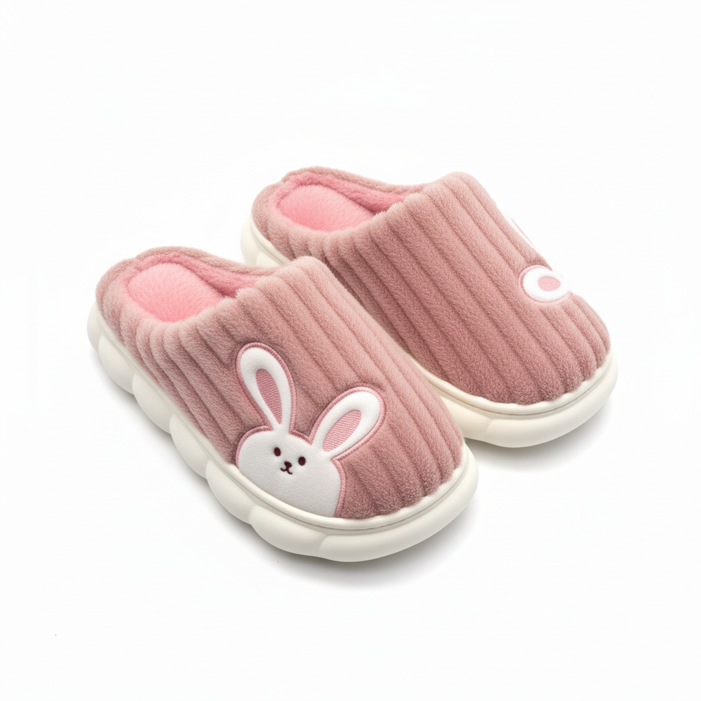 FLUFFERY - Wholesale Slippers - Kids - Adorable Bunny Plush Slippers for Kids (12-Pair Pack)3
