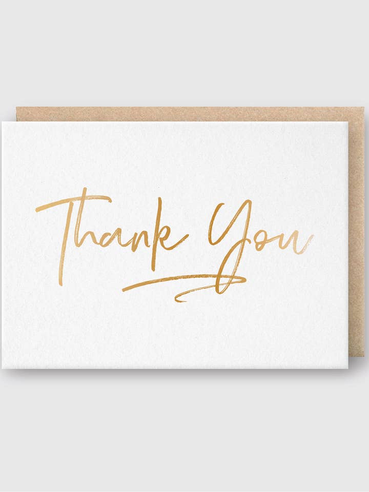 Gold Foil Thank You Letterpress Greeting Card for wholesale by Pike Street Press