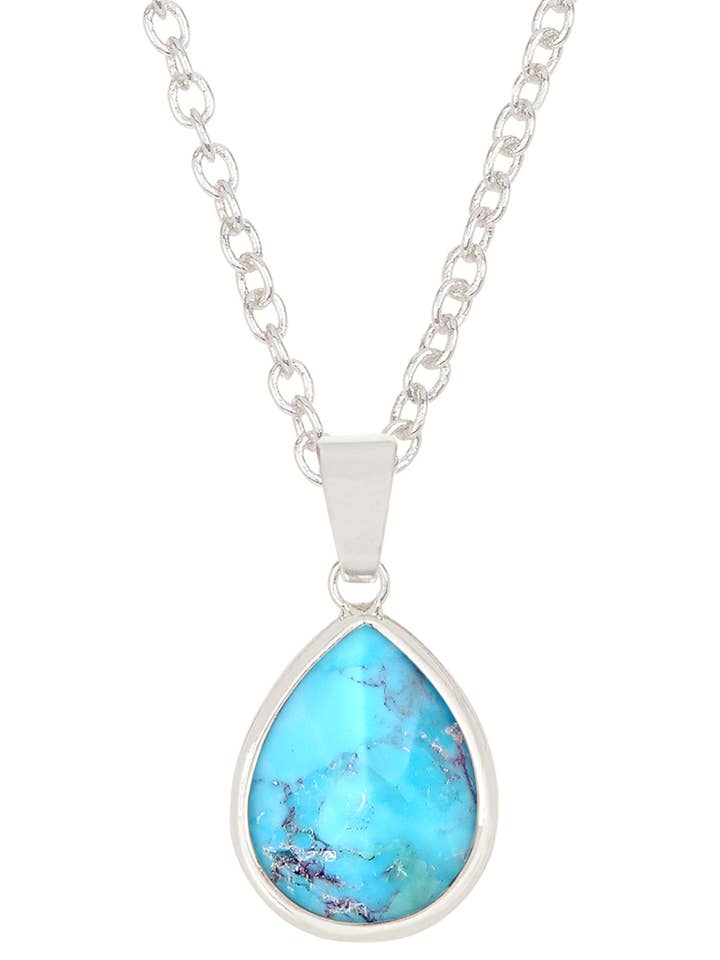 Stabilized Turquoise Teardrop Pendant Necklace - SF for wholesale by Zoey Simmons