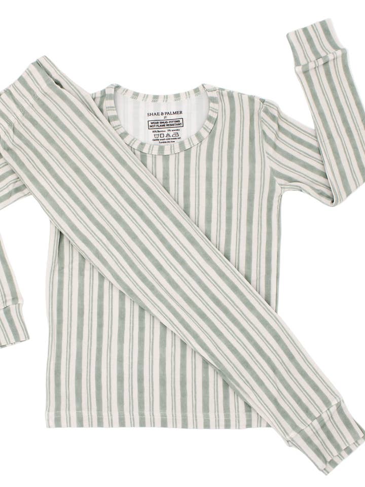 Studio Stripe - Green Haze - Toddler Two-Piece Pajama for wholesale by Shae & Palmer