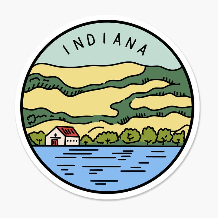 Indiana Illustrated US State - Travel Sticker for wholesale by Footnotes