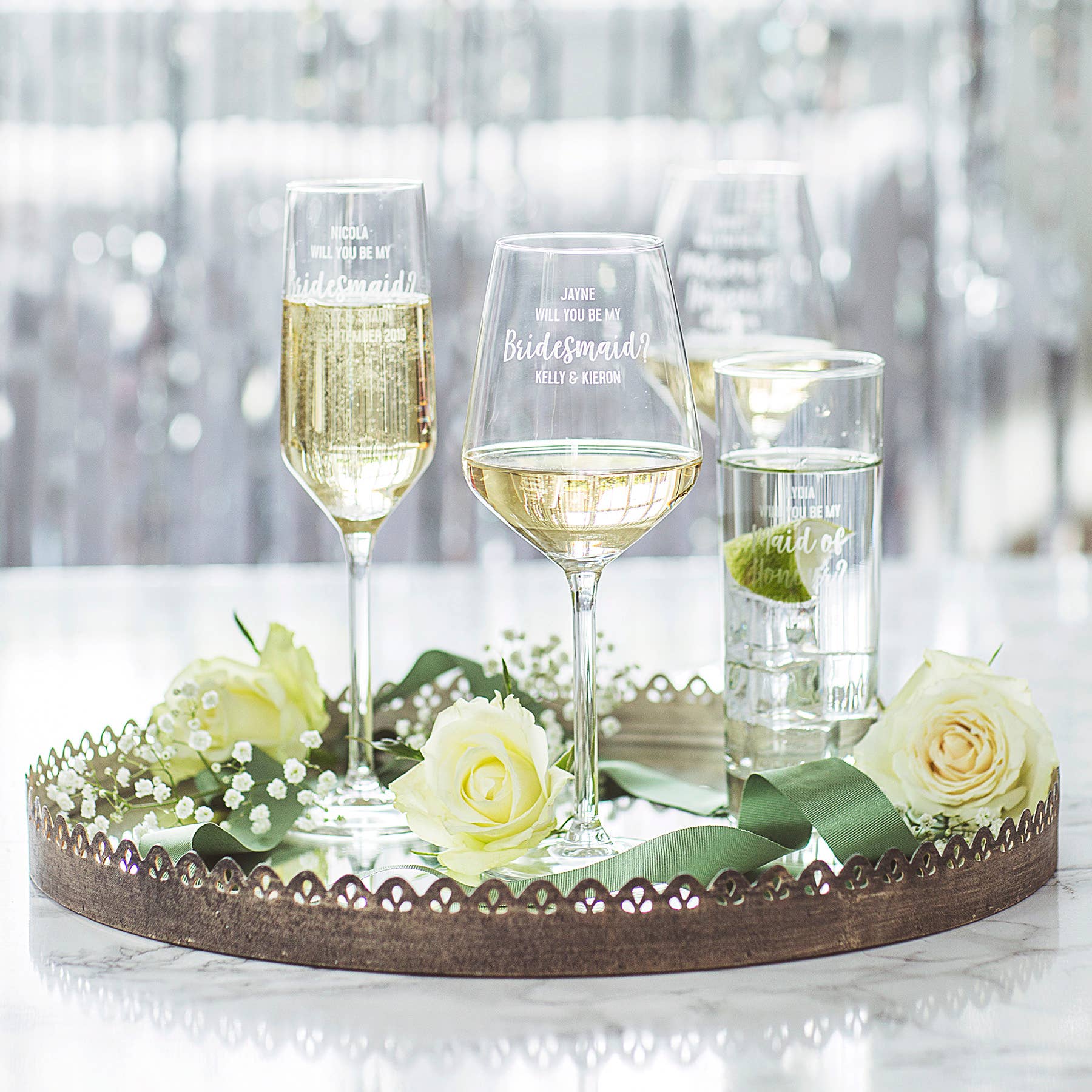 Becky Broome – wholesale Wine glass – Personalised 'Be My Chief Bridesmaid?' Glass - Wine1