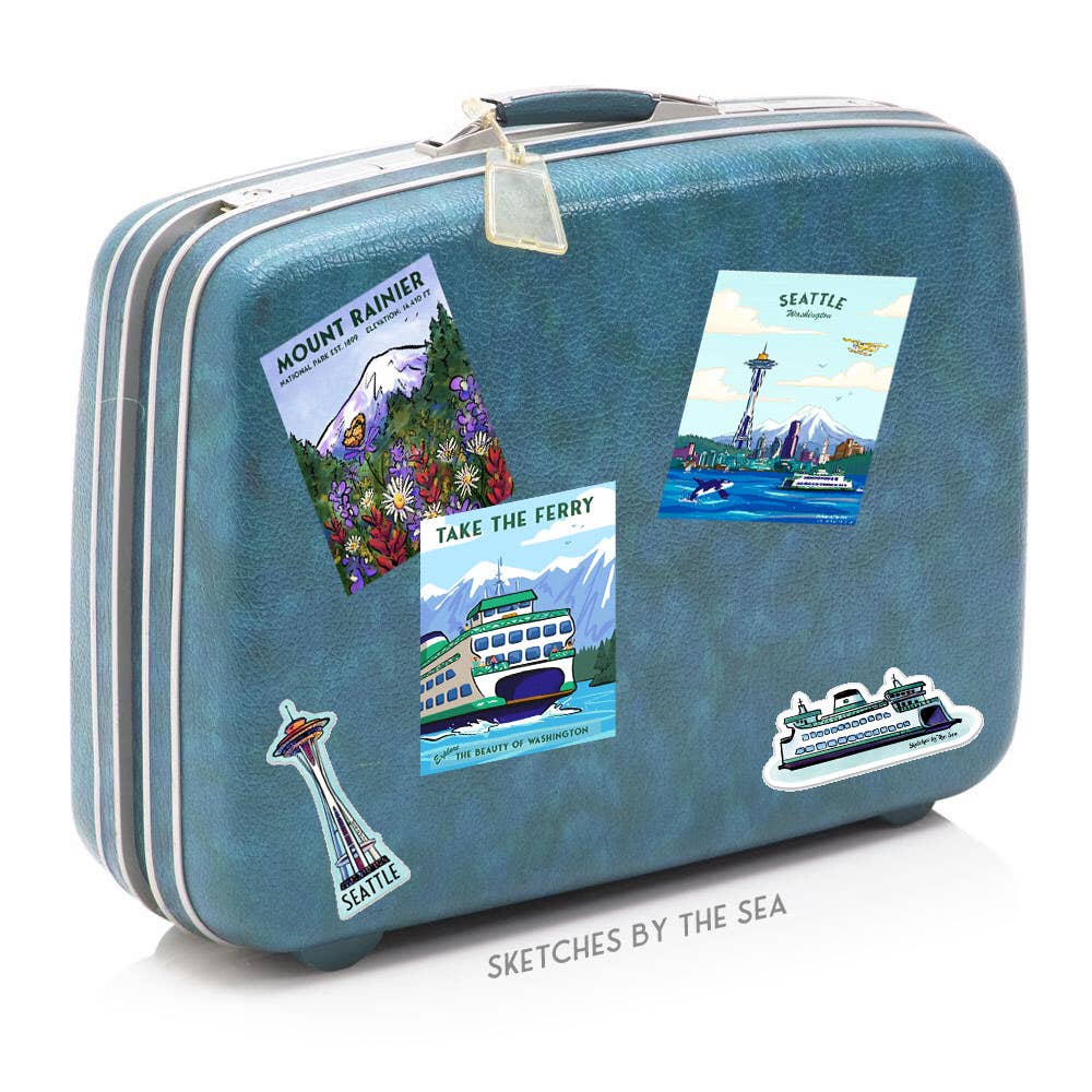 Sketches By The Sea - Wholesale Sticker - Seattle Sticker Retro Luggage Tag Inspired1