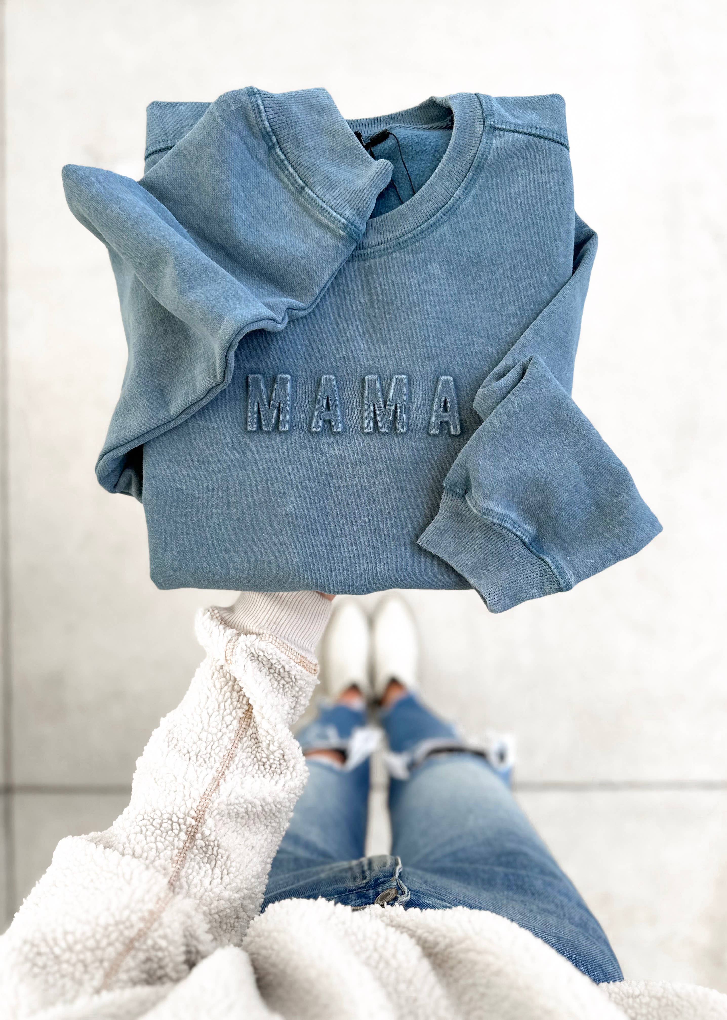 Mama Signature Acid Wash Crewneck - Tide for wholesale on Faire1