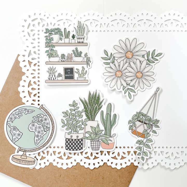 Retro Plant Sticker Pack | Waterproof Vinyl Stickers for wholesale by JLM Design Co.