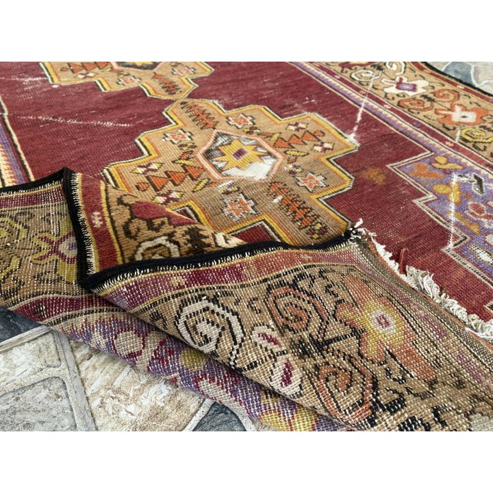 Oushak Rugs - Wholesale Area Rug - Vintage Turkish Oushak Handmade Geometric Wool Rug 4x6 ft23
