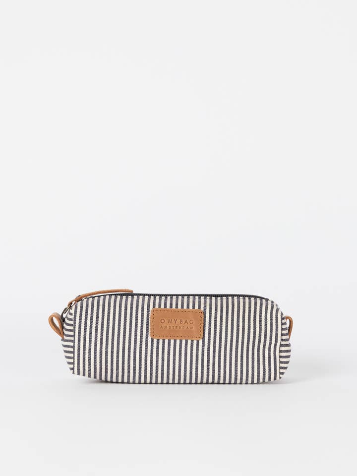 Signature Pencil Case - Cotton Camel Hunter Leather for wholesale by O My Bag