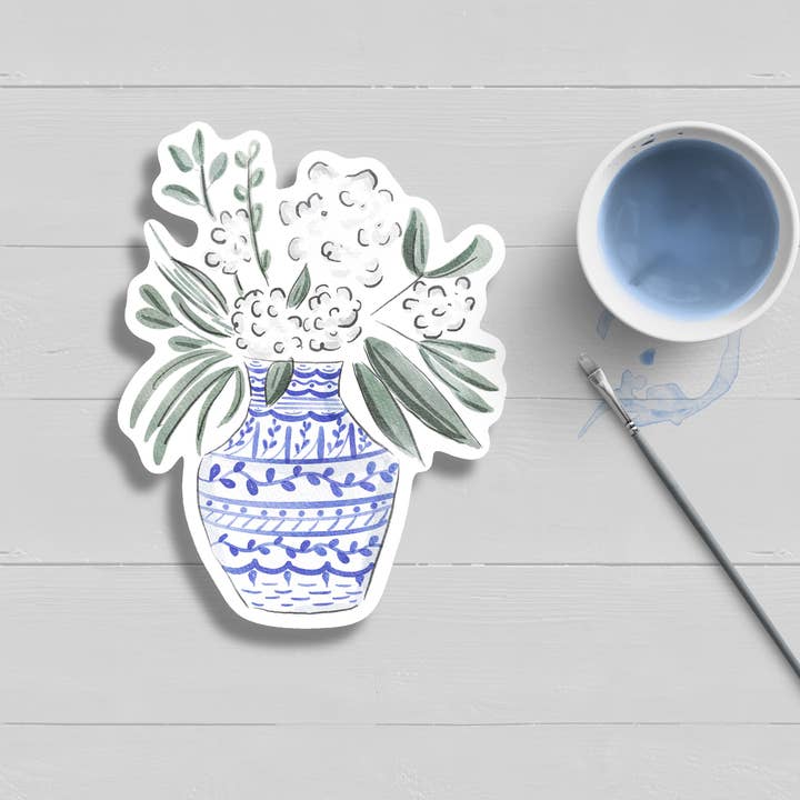 Hydrangea ingefära burk akvarell klister för wholesale av WonderfullyWrittenCo