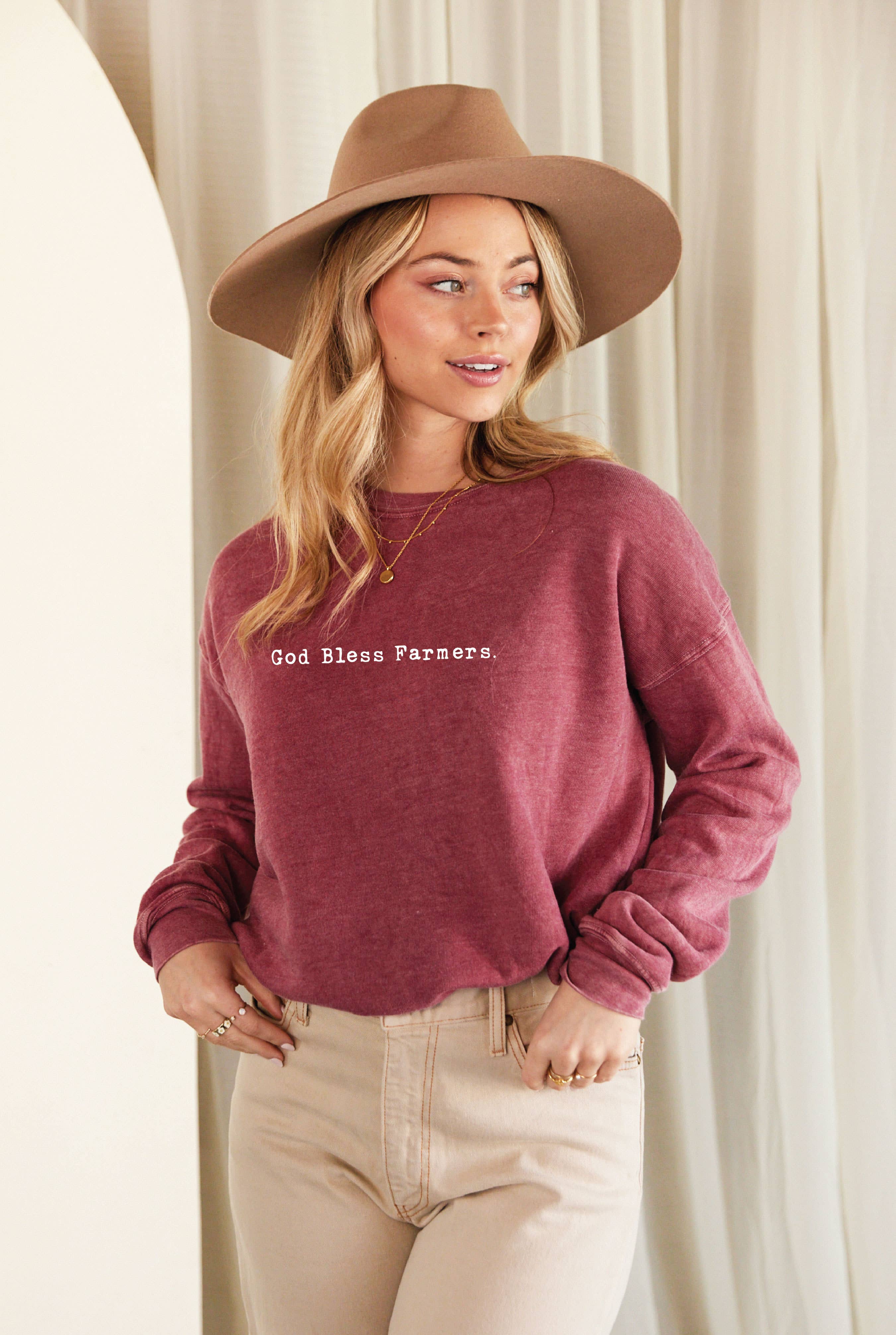 OAT COLLECTIVE - Wholesale Graphic Sweatshirt - Women's - GOD BLESS FARMERS.  Mineral Washed Graphic Sweatshirt5