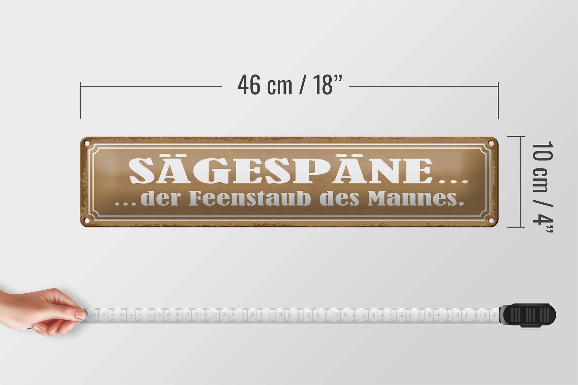 Femer – Großhandel Schilder – Blechschild Spruch 46x10cm Sägespäne Feenstaub des Mannes3