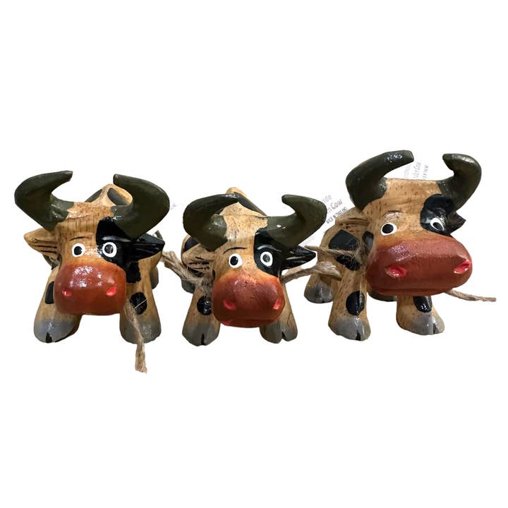 Music Frog Co - Wholesale Decorative Figurine - Handmade Wooden Farm Cow Decoration Figurine3