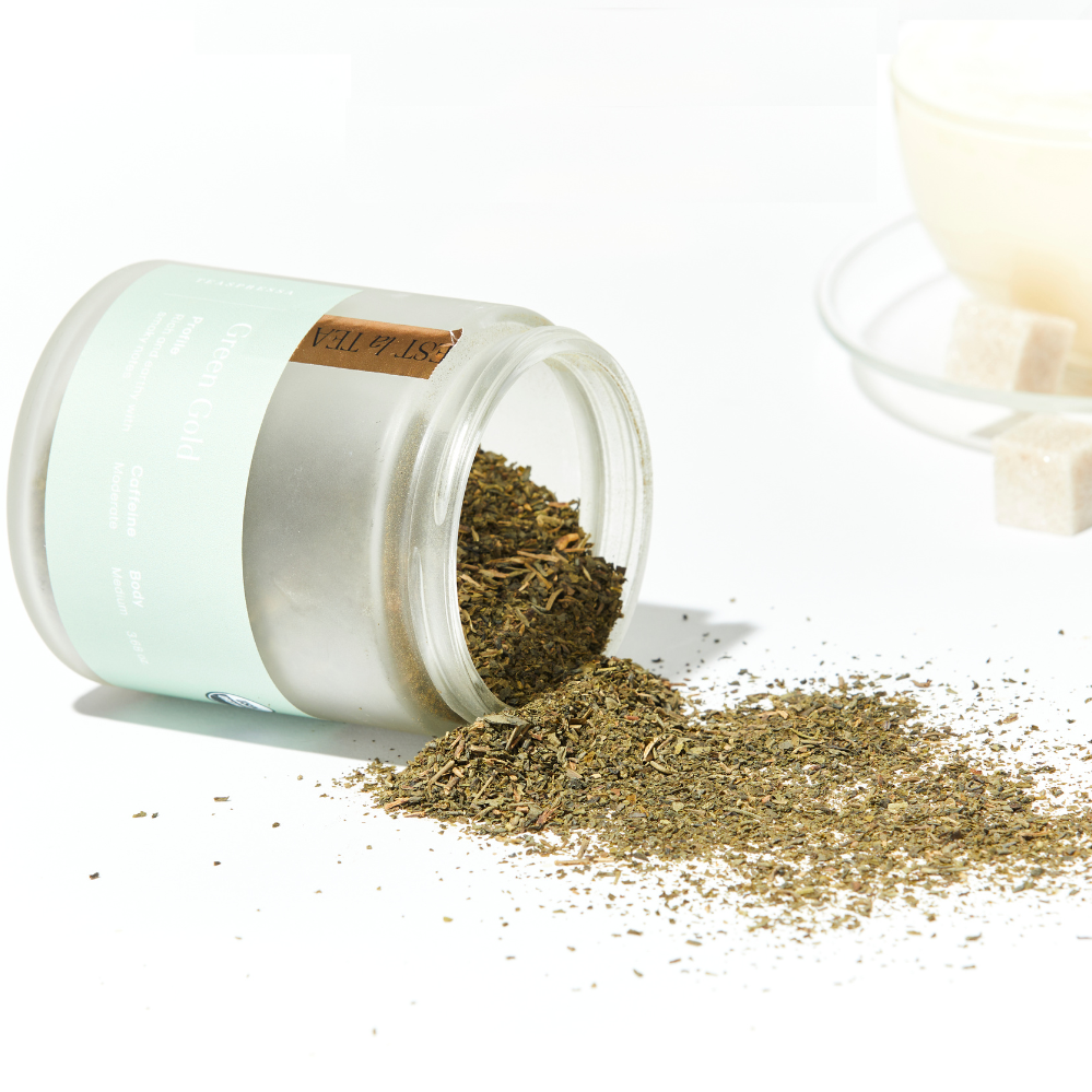 TEASPRESSA | LUXE Mixer Cube - Vente Thé en vrac - OR VERT | Pot à thé2