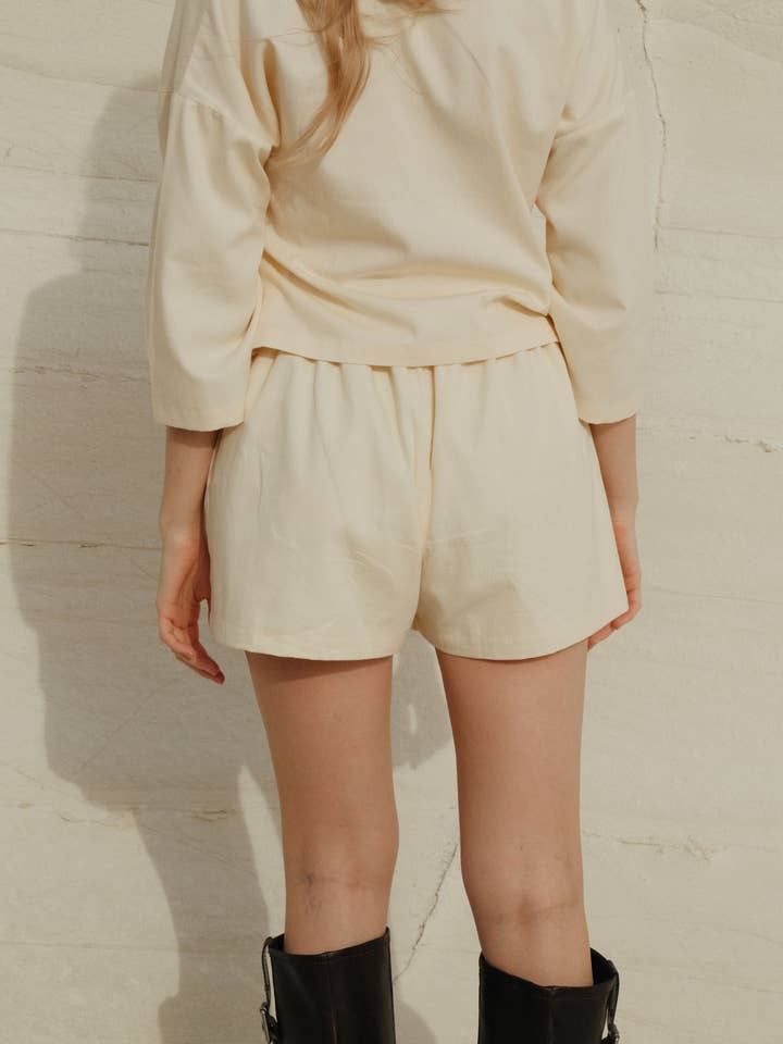 Organic Cotton Lined Shorts Butter for wholesale by Wildflo Studio