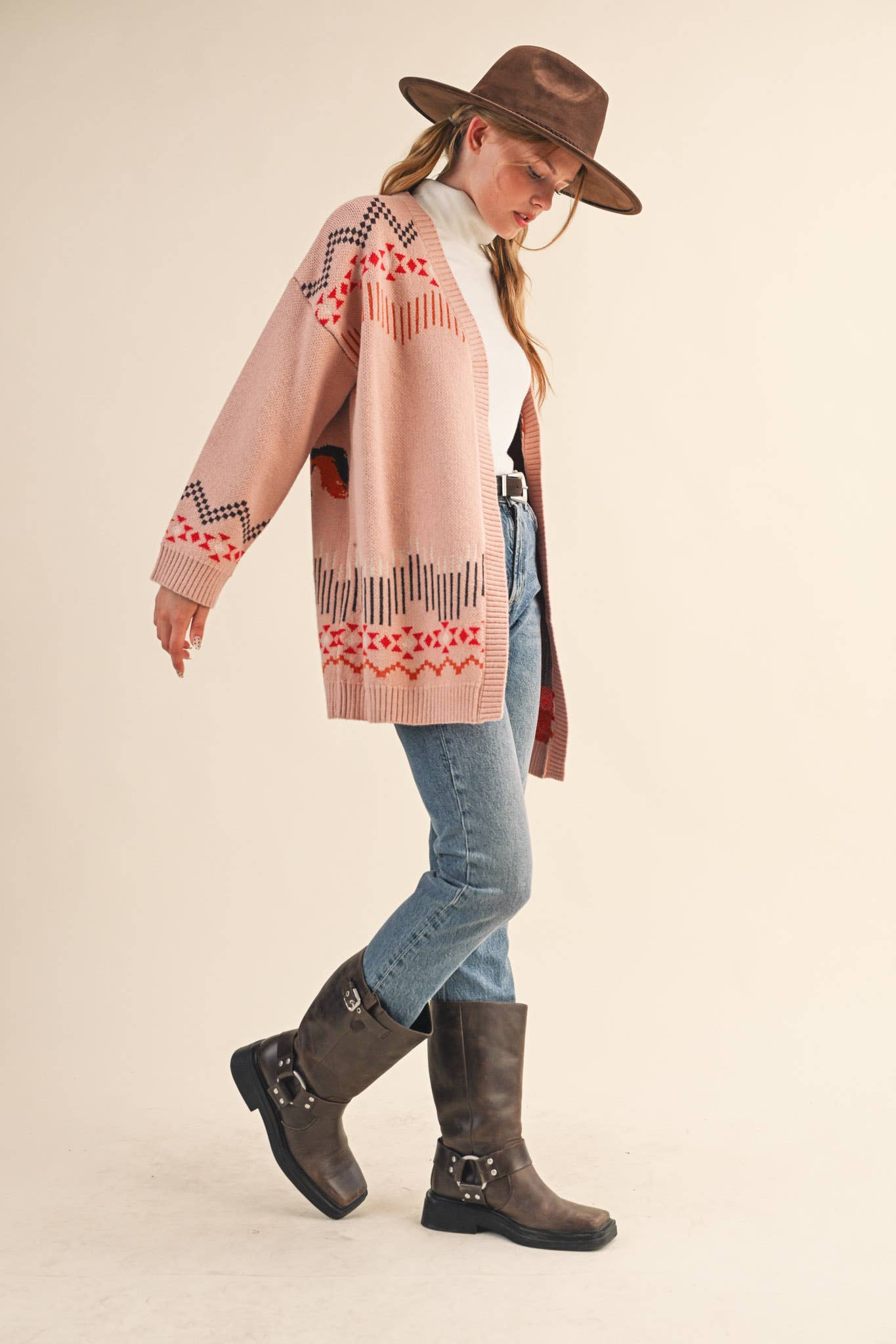 &MERCI - Wholesale Cardigan - Women's - WESTERN MOTIF SWEATER CARDIGAN MSW1113511