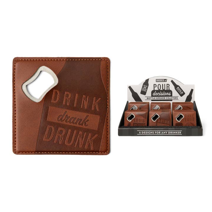 Brodeo Drive Pour Decisions Bottle Opener Coaster Assortment for wholesale by DM Merchandising