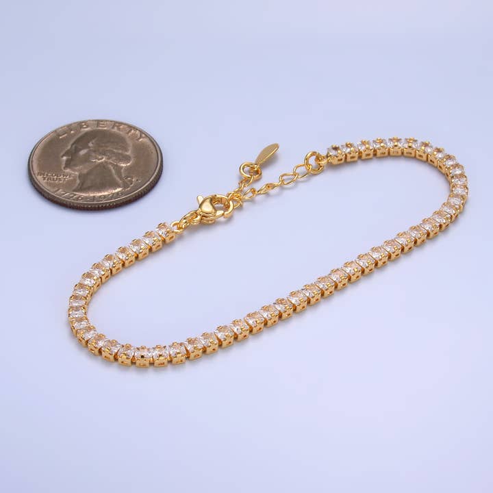 24K Guld Fyldt Baguette 7-tommer Armbånd m/ Forlænger | WA2977 for engroshandel hos Aim Eternal