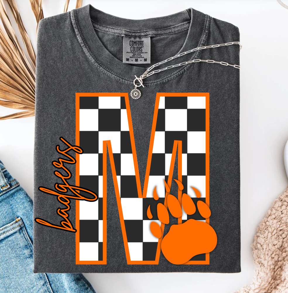  Pepper Block Letter Checker Graphic Tee for wholesale on Faire4