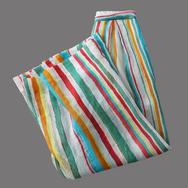 Funkyrel® Atzbranding Limited - Vente Pantalon – femme - Pantalon à rayures arc-en-ciel Dopamine – Pantalon ample et aéré avec doublure2