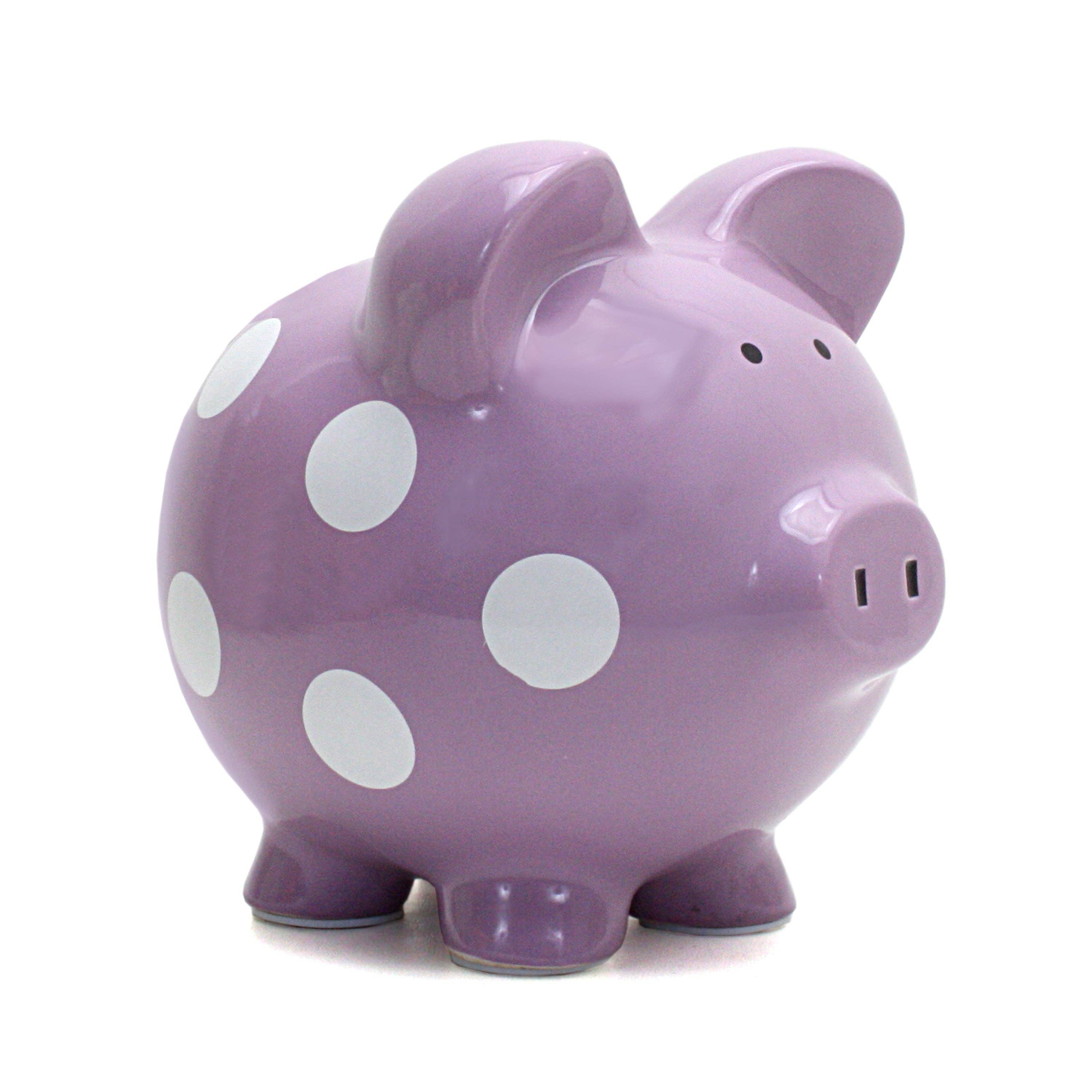 Child To Cherish® - Wholesale Money/Piggy Bank - Kids & Baby - Purple With White Dot Piggy Bank