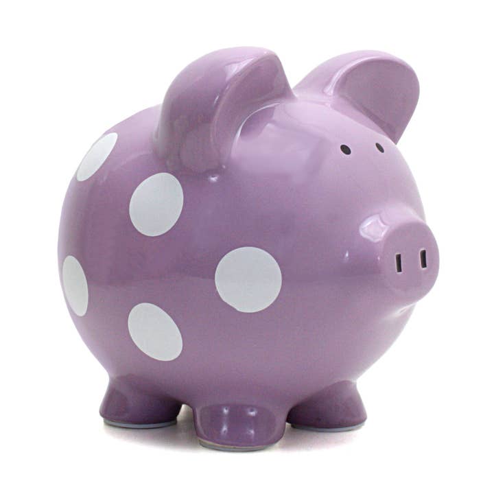 Child To Cherish® - Wholesale Money/Piggy Bank - Kids & Baby - Purple With White Dot Piggy Bank0