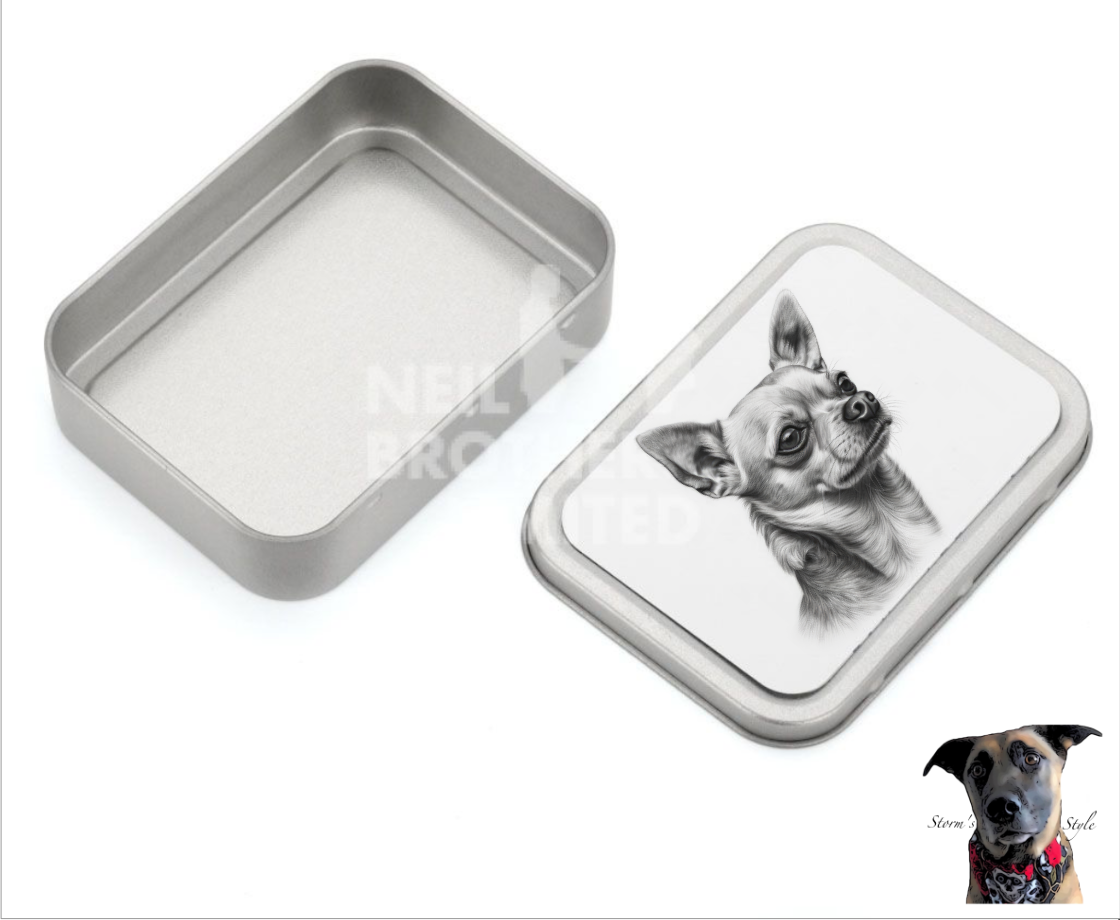 Storms Style - Vente Bocal à friandises – chien - Boîte à friandises en métal pour petit chien noir et gris - de nombreuses races13