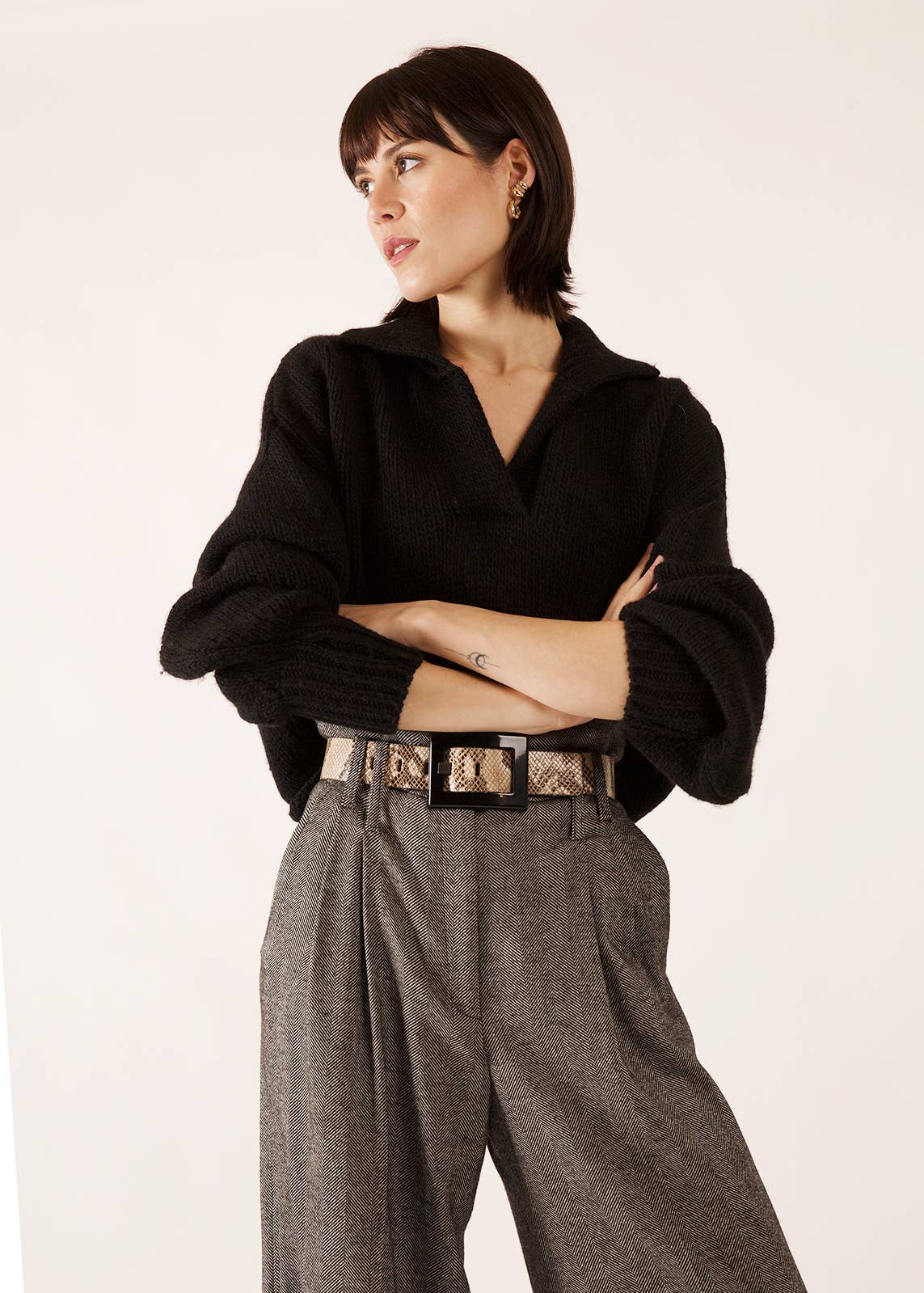 JULIA PARIS – wholesale Pullovertröja - Dam – Stickad tröja i blandad ull med skjortkrage7