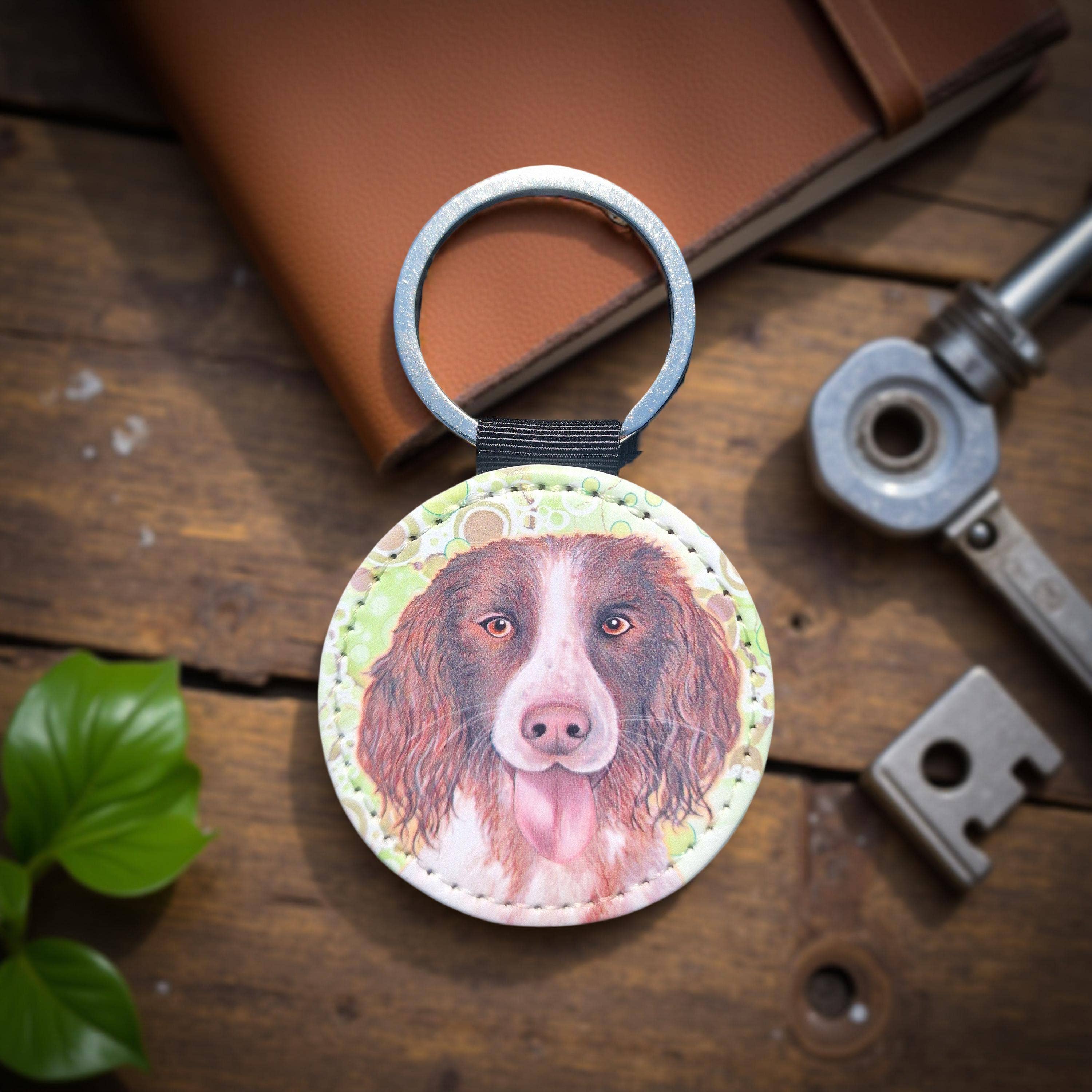 By Jo Crafts – wholesale Keychain – Unisex – 120-KR - Springer Spaniel Dog Faux Leather Keyring 1