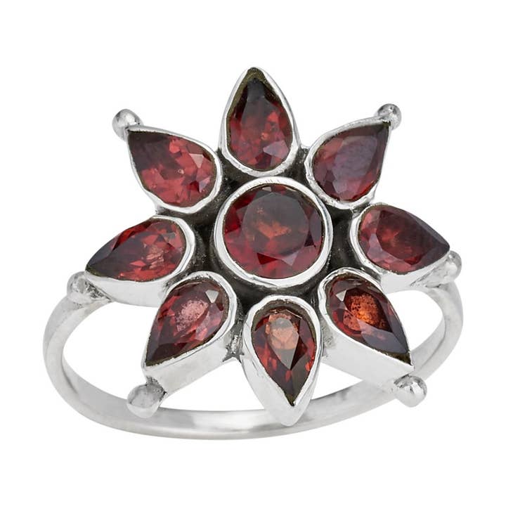 Tiger Mountain Jewelry - Wholesale Cocktail/Statement Ring - Crimson Bloom Garnet Sterling Silver Ring