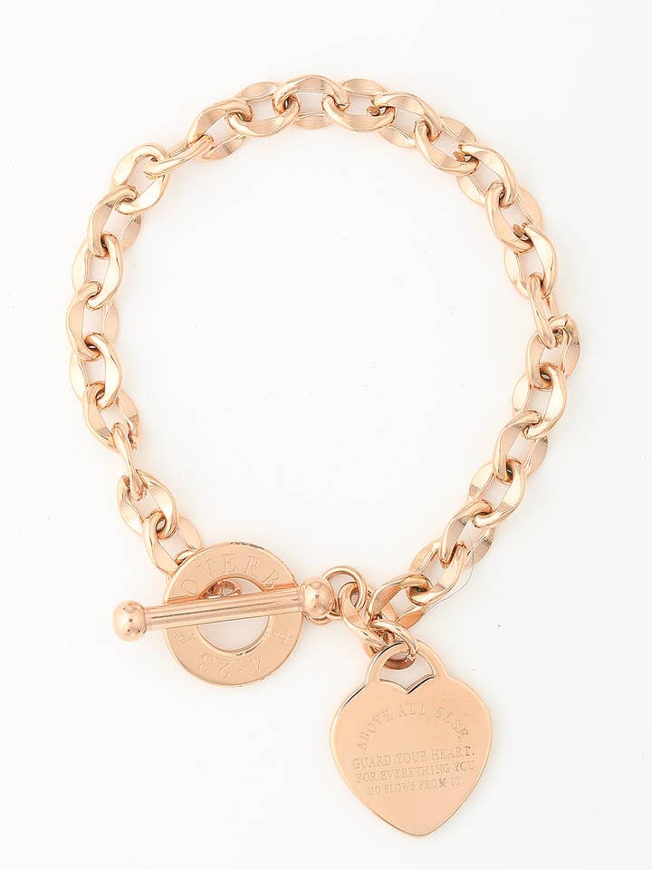 KANIKA HEART & CROSS BRACELET - ROSE GOLD for wholesale by Savoy Active