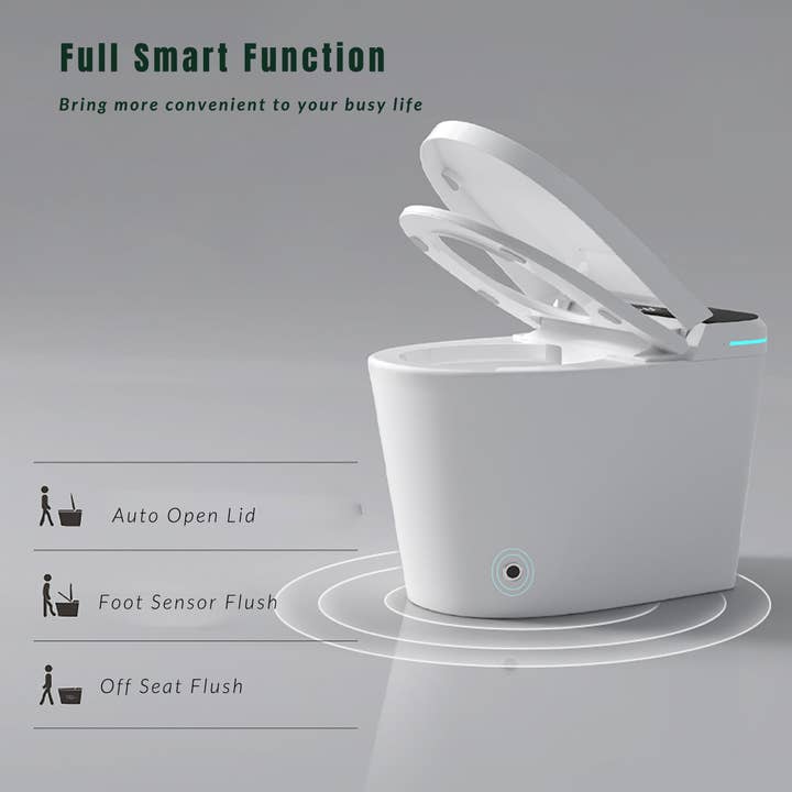 39F Inc. - Wholesale Toilet Paper Holder - Modern White Smart Toilet with Bidet Seat and LED Display1