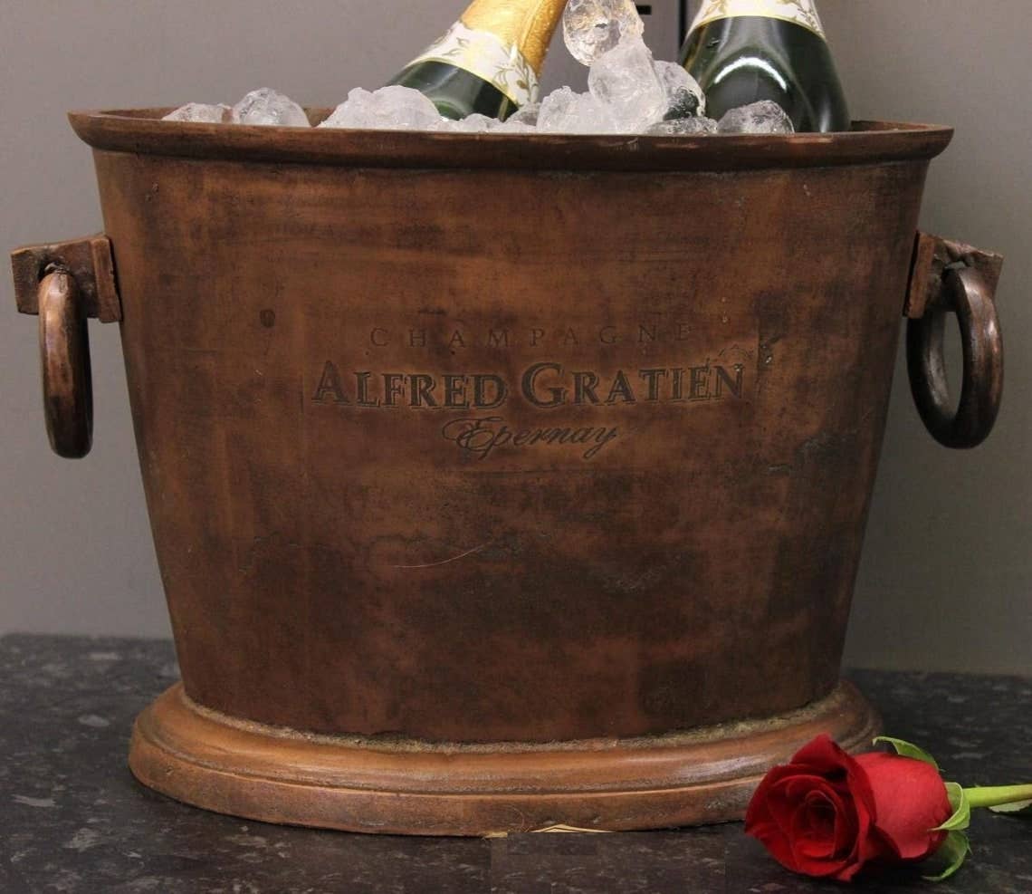 DDecorStore - Wholesale Ice Bucket - Alfred Gratien COPPER Vintage Champagne Bucket Oval Cooler1