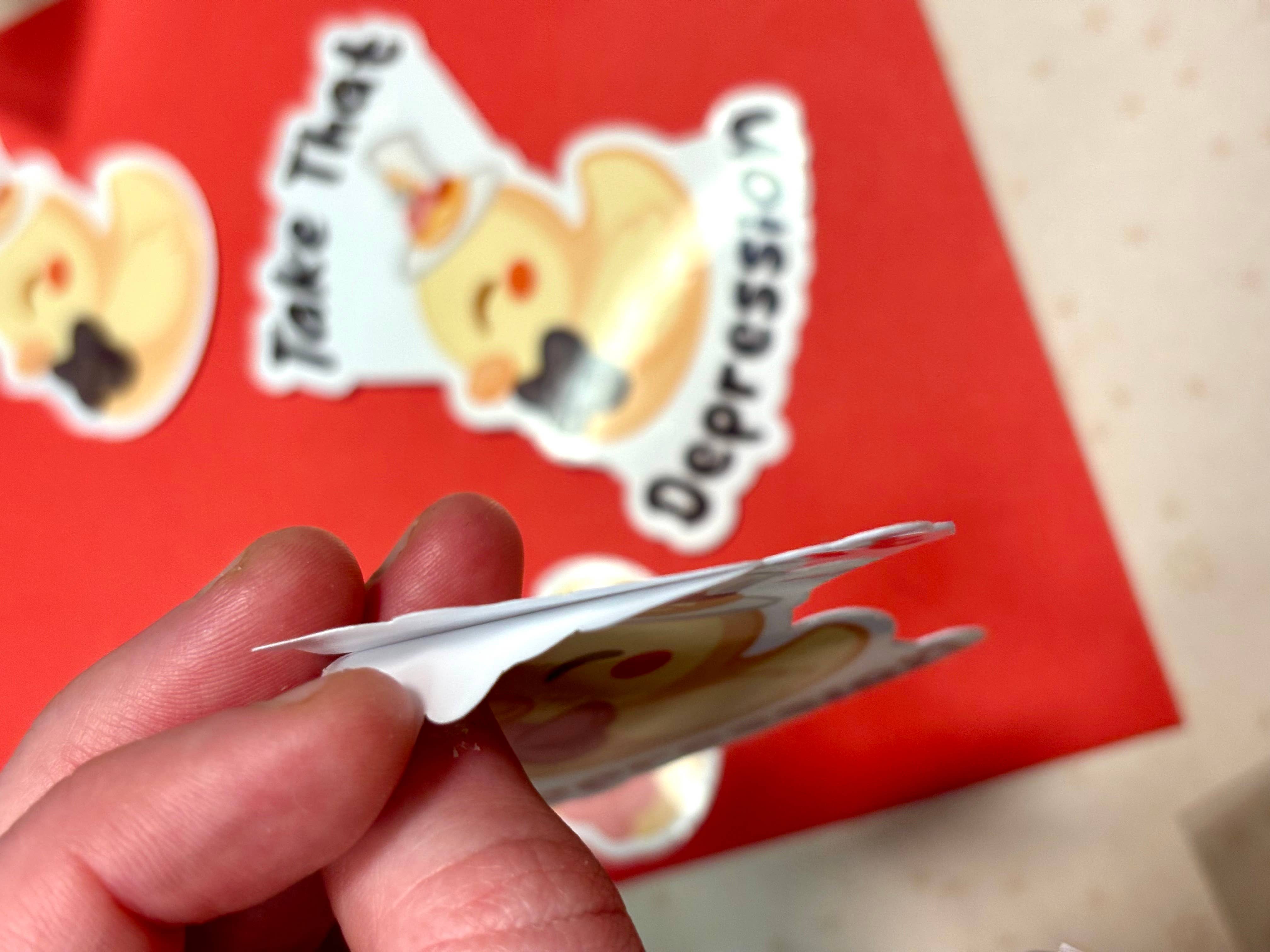 Winterra LLC – wholesale Klistermärke – Take That Depression Duck vinylklistermärken | Hazbin Hotel 1