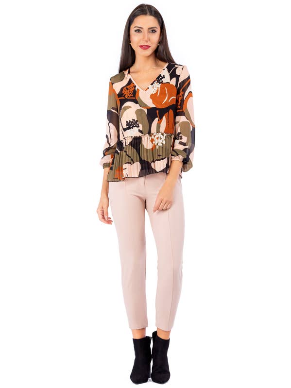 Fantasy chiffon blouse with pleats on the body and frill for wholesale by ZUMBI Fashion Store