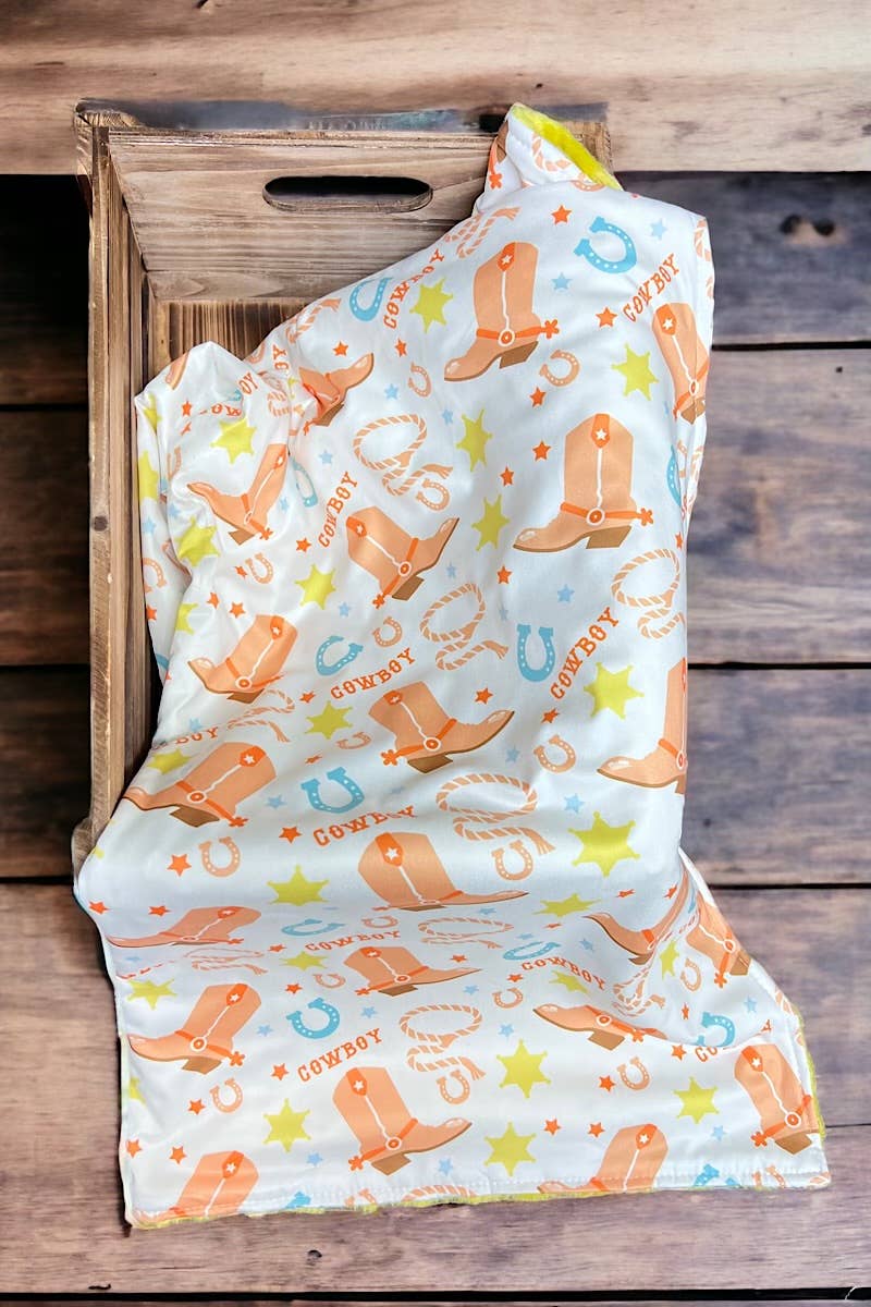 Kids Charm Online - Wholesale Bedding Blanket - Kids & Baby - COWBOY & COWBOY BOOTS PRINTED BABY BLANKET. 38" BY 40".2
