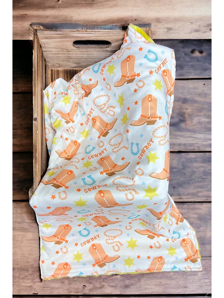 Kids Charm Online - Wholesale Bedding Blanket - Kids & Baby - COWBOY & COWBOY BOOTS PRINTED BABY BLANKET. 38" BY 40".2