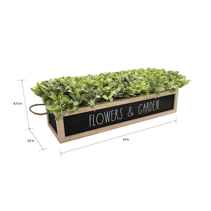 DesignStyles Home - Wholesale Artificial Plant - Rae Dunn “Flowers & Garden” Artificial Plants with Wooden Planter