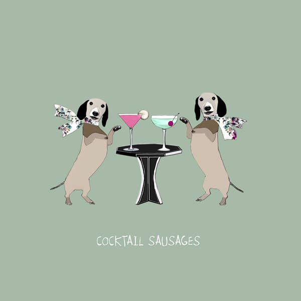 Animal042 ... Cocktail Sausages Greeting Card for wholesale by Sally Scaffardi Design