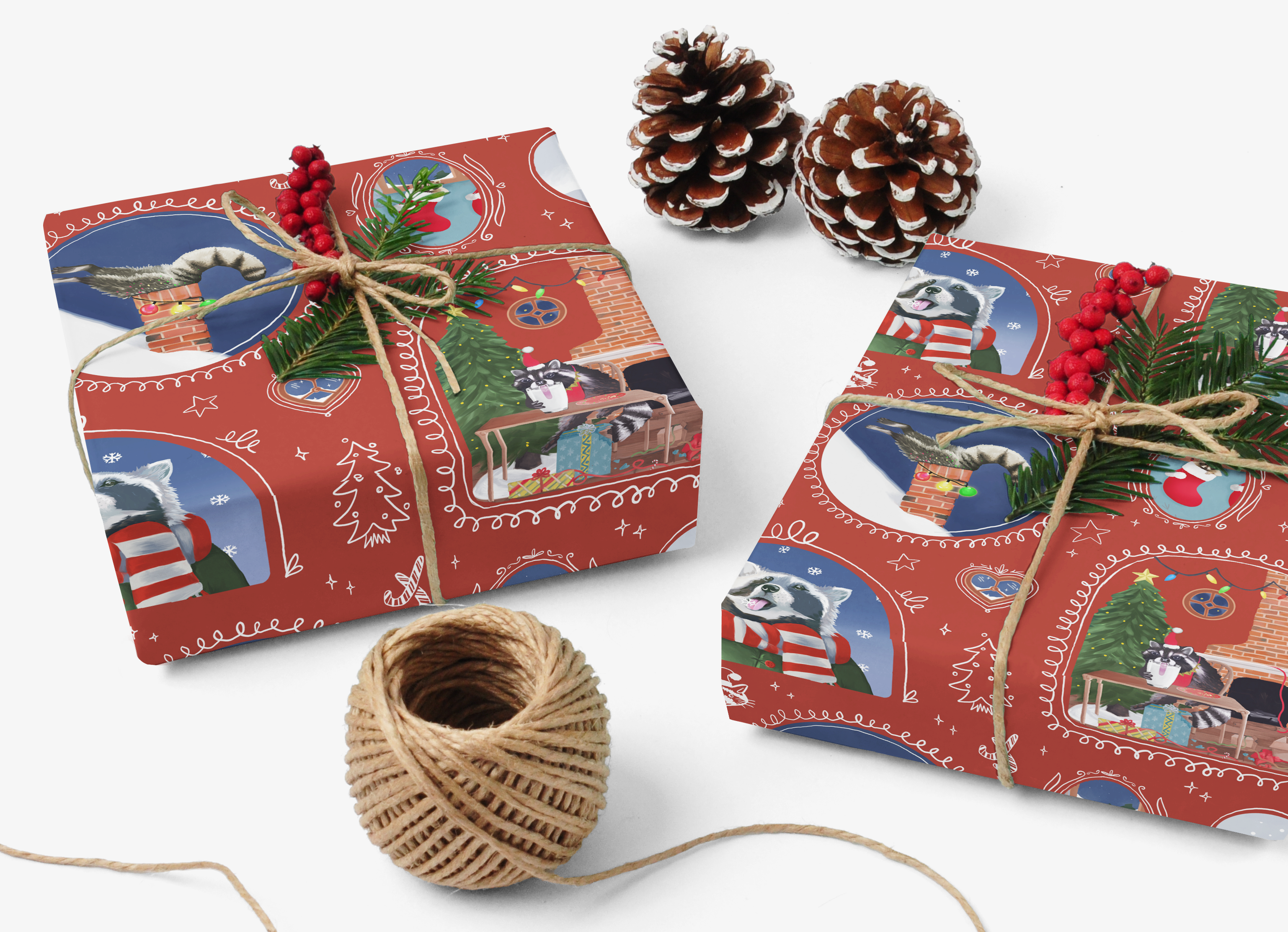 BoyPilot Goods - Wholesale Wrapping Paper Roll - Raccoon Christmas Gift Wrap - Wrapping Paper Sheets2