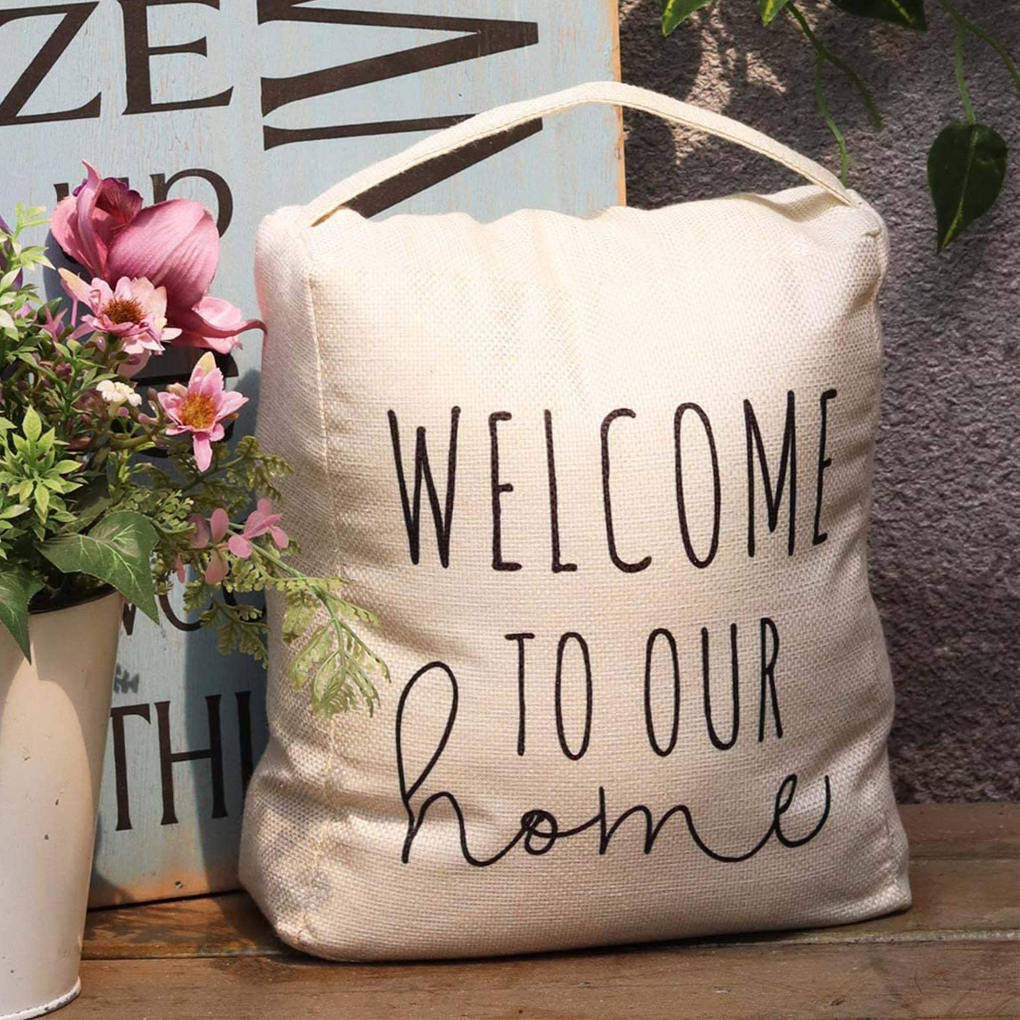 Paris Loft Inc – Engroshandel Dørstopper – Velkommen til vores hjem Dekorative Stof Door Prop2