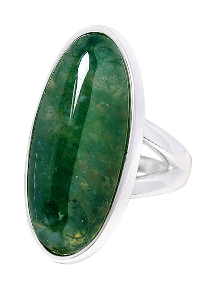 Moss Agate Oval Cabochon Ring - SF for wholesale by Zoey Simmons