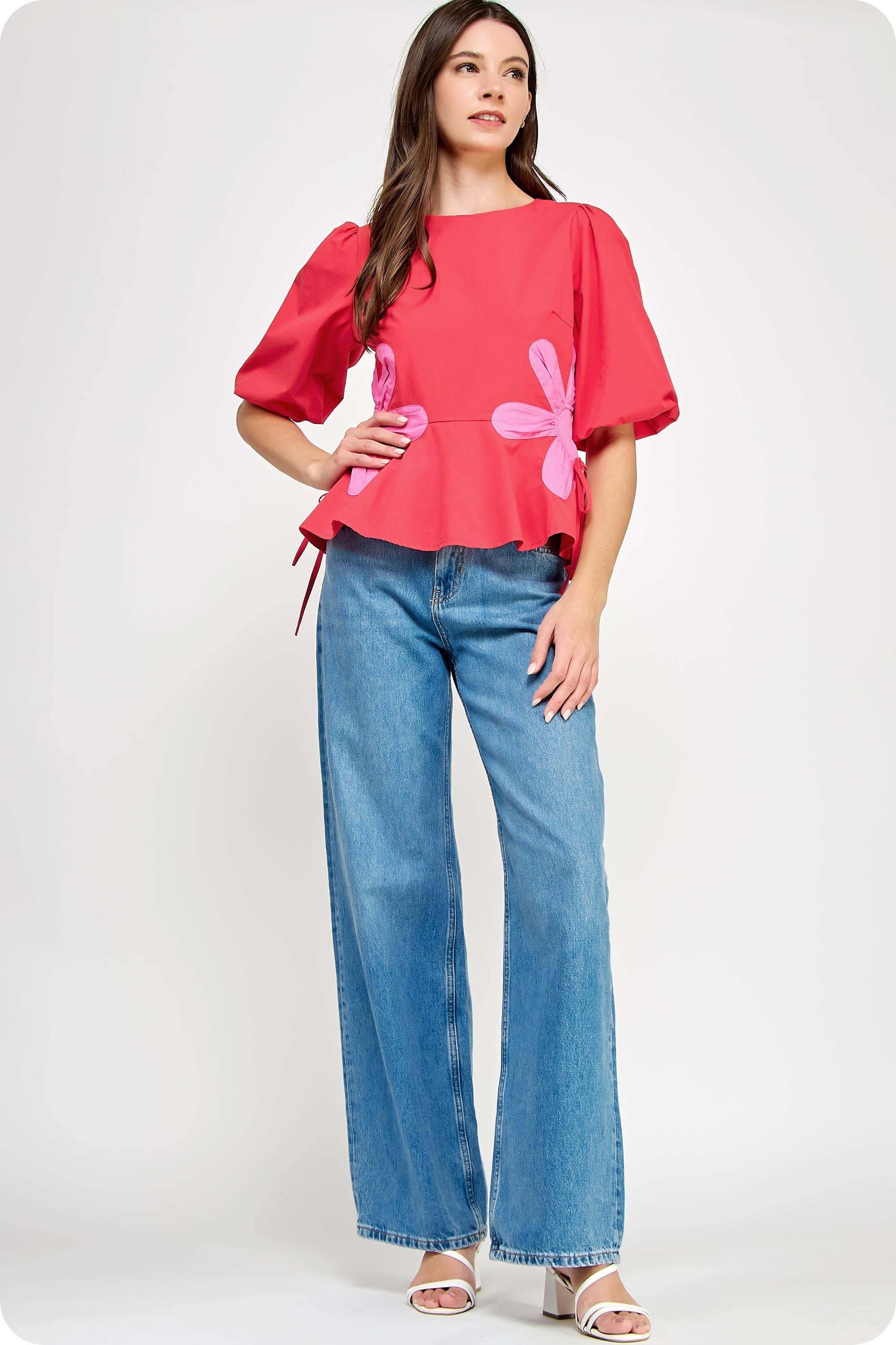 Strut & Bolt - Wholesale Blouse - Women's - Flower Color-Block Poplin Top17