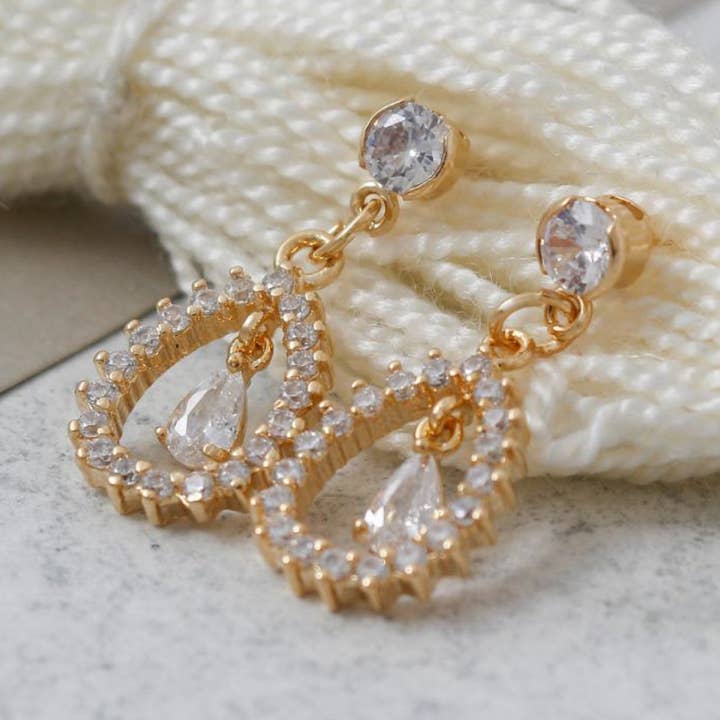Aretes Zirconia Gota para venta al por mayor de Bretoon