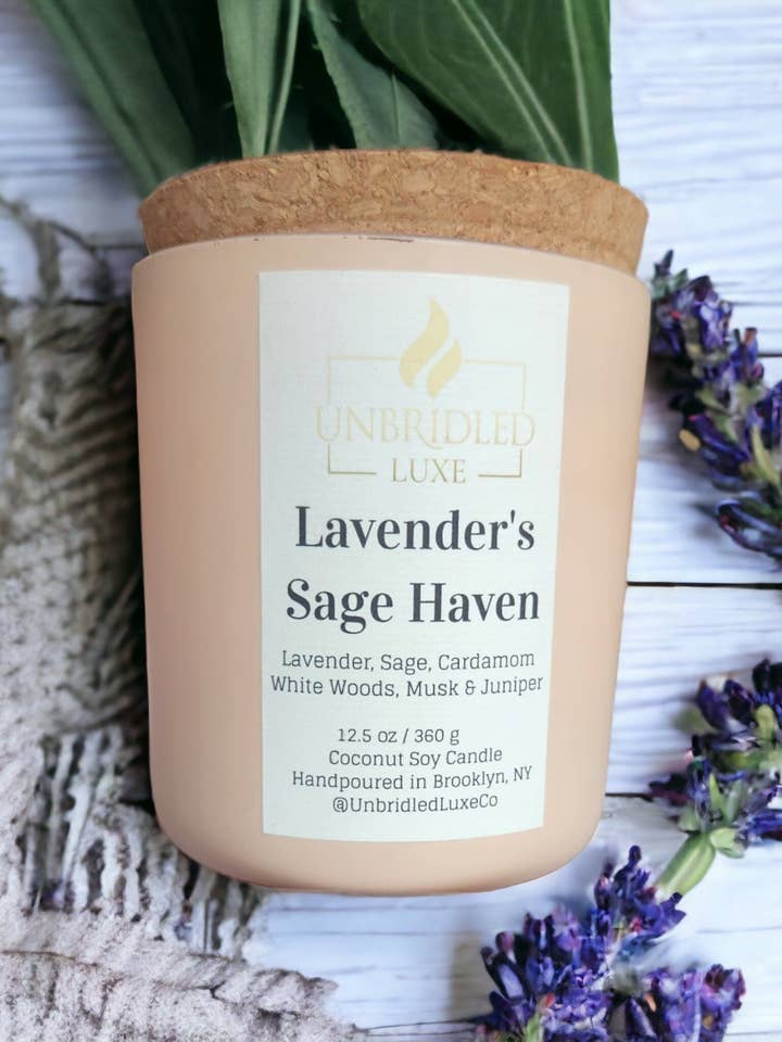 Refugio de Salvia de Lavanda ~ 12.5 oz | Vela Segura para la Piel para venta al por mayor de Unbridled Luxe