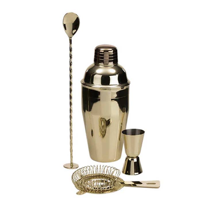 Metal Cocktail Shaker Set - Gold 1PK for wholesale by Candlelight Products Ltd