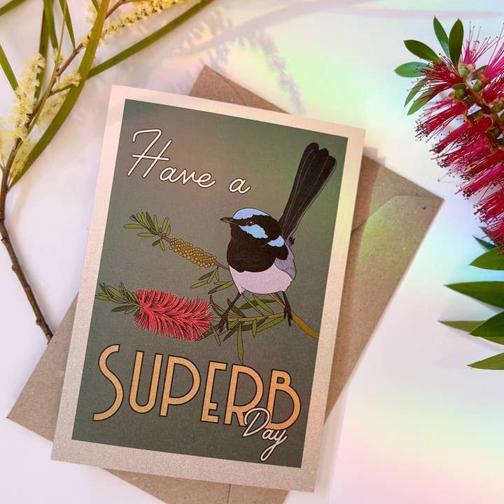 Little Green Mini Creative - Wholesale Birthday card - Superb Wren Greeting Card | Australia | Birthday Card2