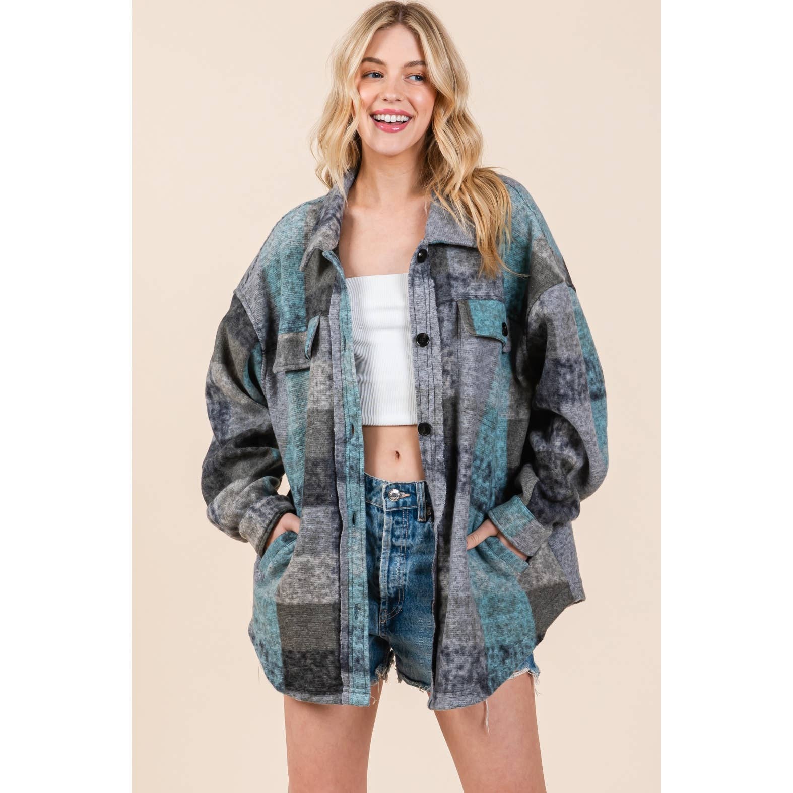 Mapcie - Wholesale Jacket - Women's - MULTI PLAID SHACKET WITH POCKETS10